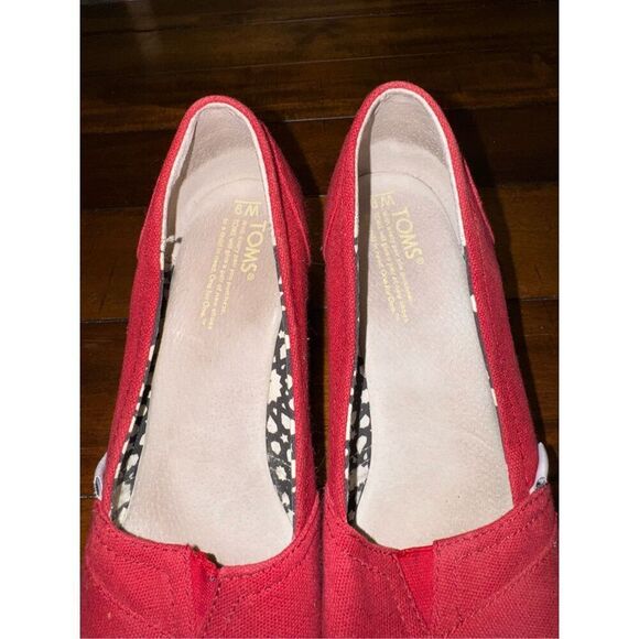 Toms Red Heeled Open Toe Wedges Womens Size 9 - Picture 2 of 8